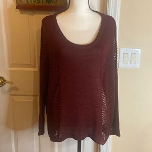 MILLAU Size M Over Sized Cropped Sweater Mesh Like Sides & Sleeves 100% Cotton